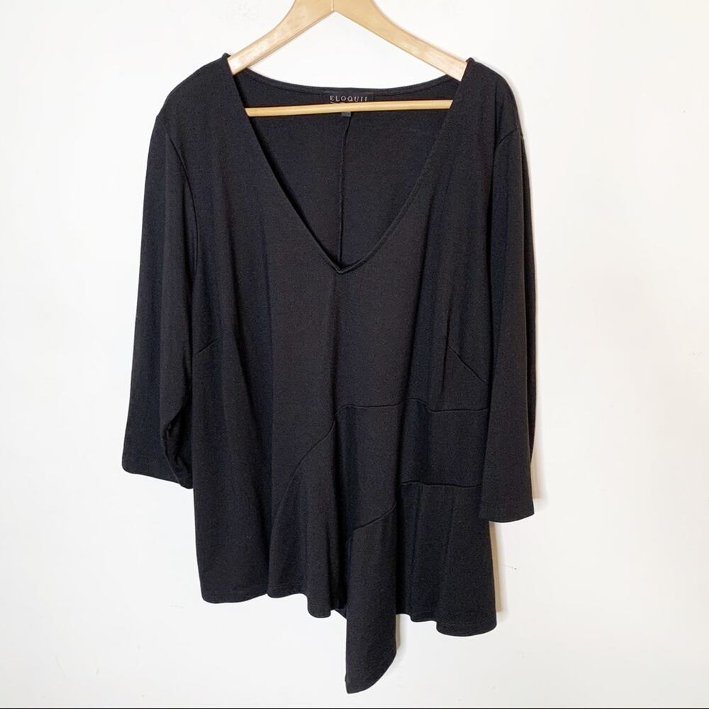 Eloquii Black Side Bottom Ruffle Top SZ 26